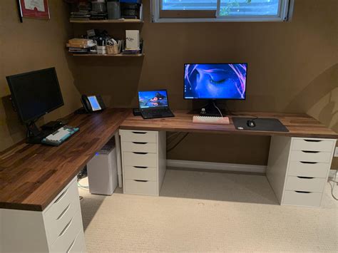 metal desk bracket connect desks together|How to combine 2 desks from IKEA to make L shaped .